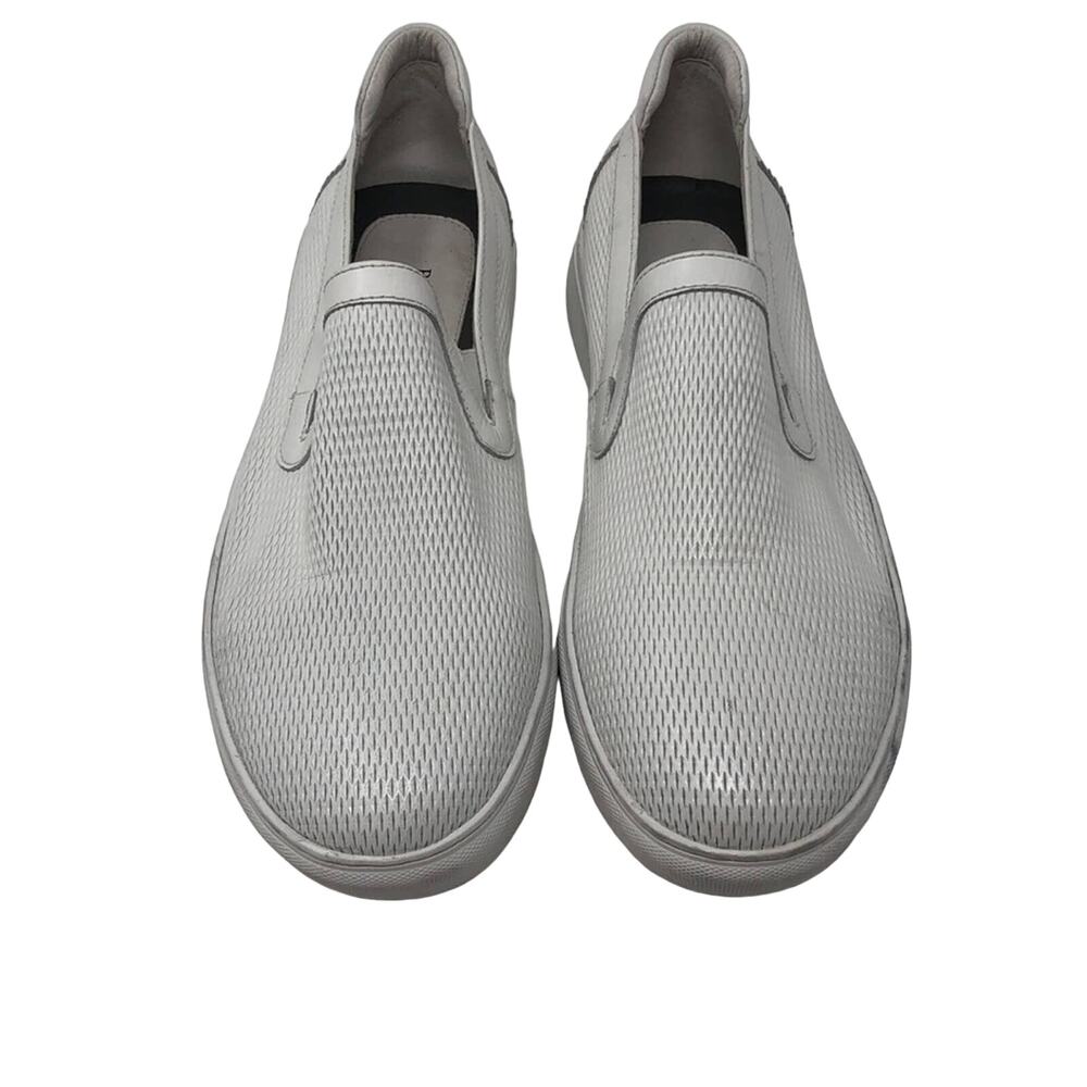 Badgley Mischka Grant Men’s White Leather Slip On Sneakers Shoes Size 8